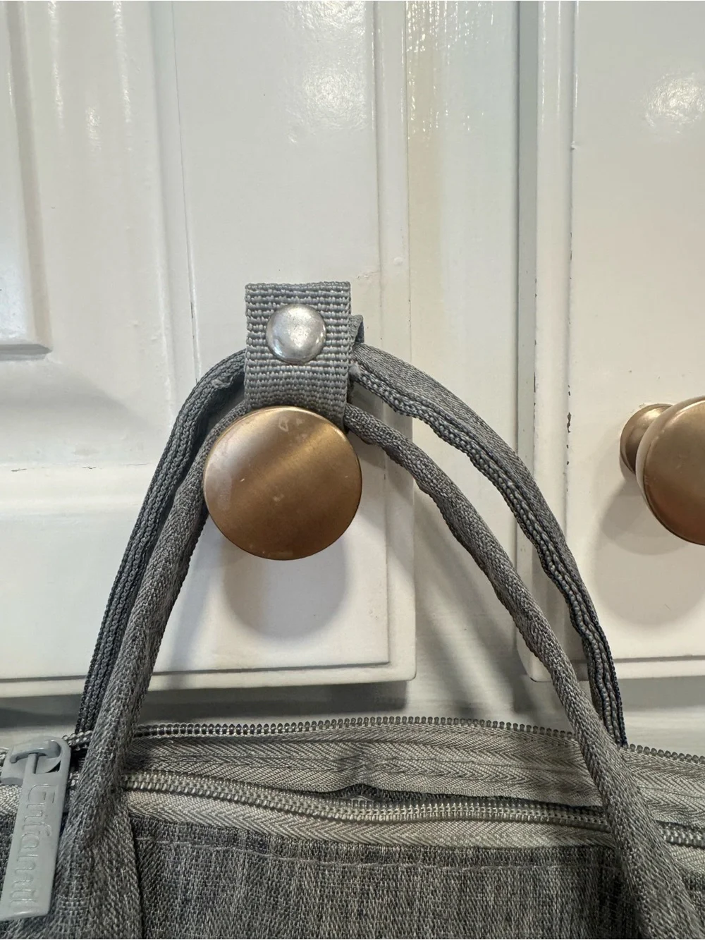 Grey Fabric Baby Diaper Bag Backpack Tote